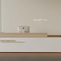 Health Beauty Reception Desk With Wooden Top White Cabinet And Deer Ornament