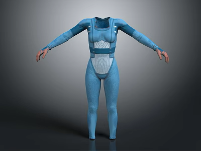 Blue Fitted Weapon Combat Suit With Mesh And Line Design Details 3d model