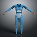 Blue Fitted Weapon Combat Suit With Mesh And Line Design Details