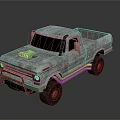 Vintage Rusty Pickup Truck With Single Cab Metallic Body And Old Classic Design