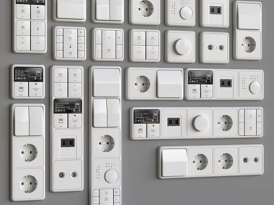 Various Modern White Switch Panels With Functional Designs And Styles For Home Use 3d model
