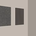 Two Gray Wall Hangings On Beige Wall With Window Blinds 3d model