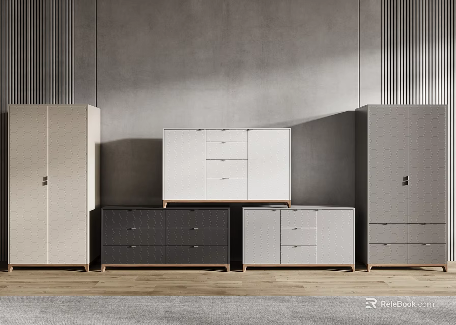 Modern Console Side Storage Cabinet With Drawer Design For Entryway In Multiple Colors 3d model