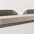 Modern Outdoor Sofa With Curved Woven Back And Comfortable Cushion For Patio