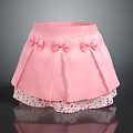 Cute Pink Pleated Skirt With Bow Accents And Floral Lining For Girls