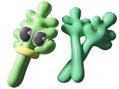 Green Fun Cartoon Shaped Decorative Ornament Set For Home Decoration 3d model