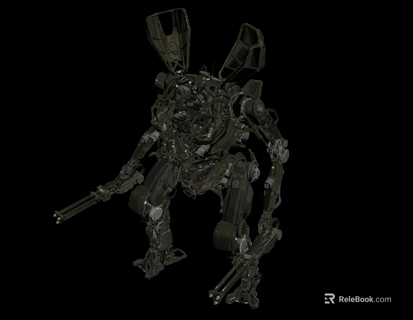 Detailed Robotic Biomechanical Creature Design With Complex Mechanical Joints Weapon Appendages And Metal Structure 3d model