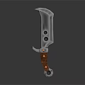 Decorative Knife With Silver Metal Blade And Brown Wooden Handle Design