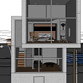 Modern Waterfront Architecture With Two Tall Buildings Docks And Overhead Power Lines