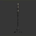 Elegant Wrought Iron Candelabra With Blue Base And Multiple Lit Candles