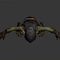 Male Fantasy Creature With Green Skin Horns And Tattered Armor Standing