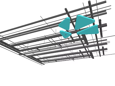 Industrial Pipeline Structure With Intersecting Pipes And Blue Components Layout Diagram 3d model