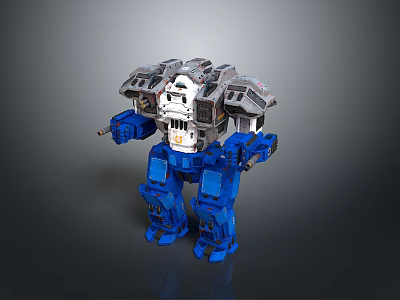 Game Movie Character Blue And Gray Armored Mechanical Robot With Detailed Structure 3d model