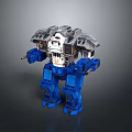 Game Movie Character Blue And Gray Armored Mechanical Robot With Detailed Structure