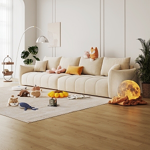 modern living room cream living room 3d model