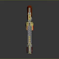 Decorative Revolver With Gold Silver Accents Red Green Details And Carved Wooden Grip