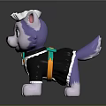 Cartoon Husky Puppy With White Purple Fur Crown Headpiece Black Outfit And Orange Green Decorations
