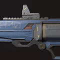 Blue H10 Sci Fi Pistol With Tactical Sight And Ergonomic Grip Details