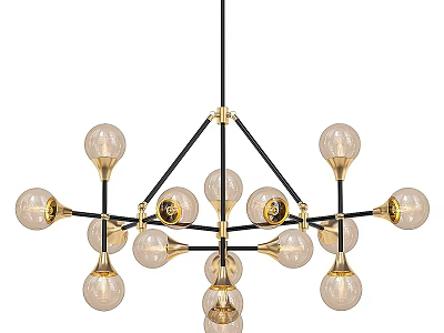 Modern Chandelier Design With Glass Globes And Black Gold Metal Frame 3d model