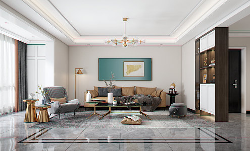 Light Luxury Living Room 3d model