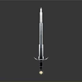 Silver Medieval Sword With Long Sharp Blade Decorative Hilt And Purple Handle