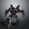 Detailed Mechanical Robot Figure With Colorful Armor Plates And Weapon Components