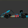 Stylish Blue Go Kart With Colorful Patterns Number 7 And VIP Lettering