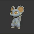 Blue 3D Cartoon Game Movie Character With Big Orange Ears And Standing Pose