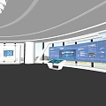 Modern Exhibition Hall Interior With Digital Display Screens Interactive Terminals And Spacious Layout