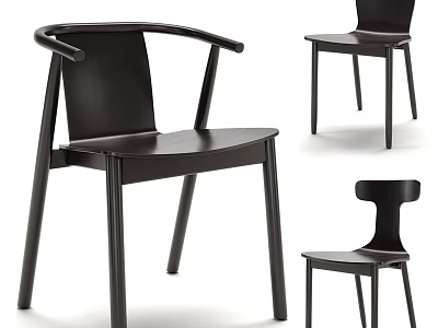 Modern Black Wooden Leisure Chair With Armrest And Minimalist Stylish Design 3d model