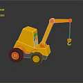 Cartoon Yellow Crane Toy Vehicle With Cab Boom Hook And Black Wheels