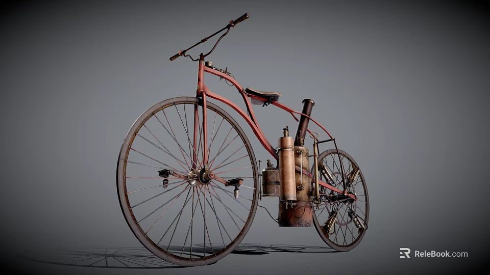 Vintage Bicycle Design With Antique Engine And Retro Mechanical Details 3d model 