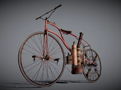 Vintage Bicycle Design With Antique Engine And Retro Mechanical Details 3d model