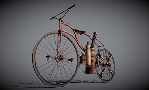 Vintage Antique Bike Old Bike Steam Bike Antique Car 3d model