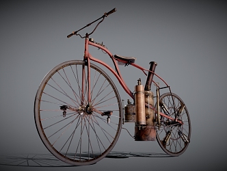 Vintage Antique Bike Old Bike Steam Bike Antique Car 3d model