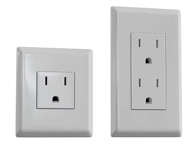 White Wall Electrical Outlet Panels with Single and Multiple Socket Designs for Home Use 3d model