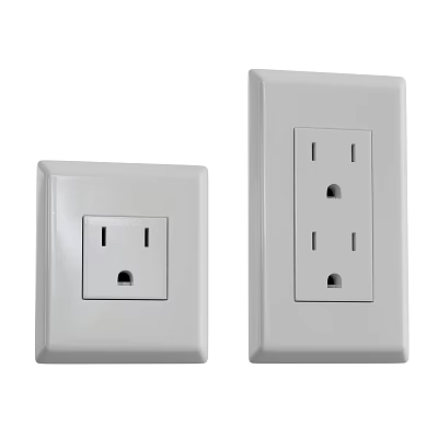 White Wall Electrical Outlet Panels with Single and Multiple Socket Designs for Home Use 3d model