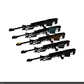 Colorful Sniper Rifles Featuring Diverse Decorative Patterns And Futuristic Gaming Designs