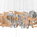Modern Artistic Chandelier With Metallic Gold Silver Shards Hanging Design