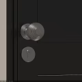 Modern Silver Metal Door Knob On Black Door With Keyhole Detail