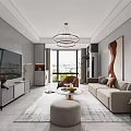 Contemporary Living Dining Room With Beige Sofa Large TV Round Coffee Table And Pendant Light
