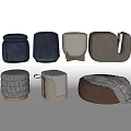 Stylish Modern Sofa Stools with Various Colors and Fabric Materials 3d model