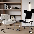 Modern Interior Design Featuring Beige Black Accent Chairs Metal Frame Round Base