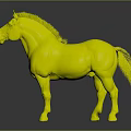 White Horse 3D Model Standing On Black Ground With Reflection And Gray Gradient Background 3d model