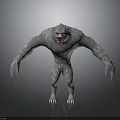 White Fur Mythical Creature Character With Muscular Body Sharp Teeth And Fierce Expression