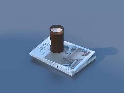 Artisan Magazine With Brown Cup Placed On Top And Blue Background 3d model