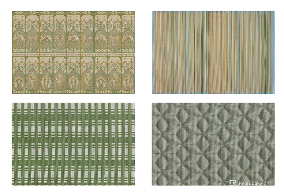 Square Rugs With Various Patterns Including Floral Striped Checkered And Diamond Textures 3d model