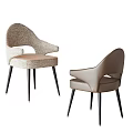 Modern Design Dining Chairs With Armrests Upholstered Light Colored Slim Black Legs 3d model