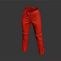 Stylish Red Pants With Zipper Details And White Stripe Accents