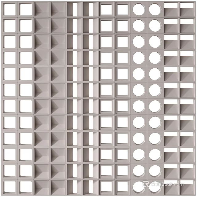 Modern Partition Design With Geometric Square And Circular Cutouts 3d model 